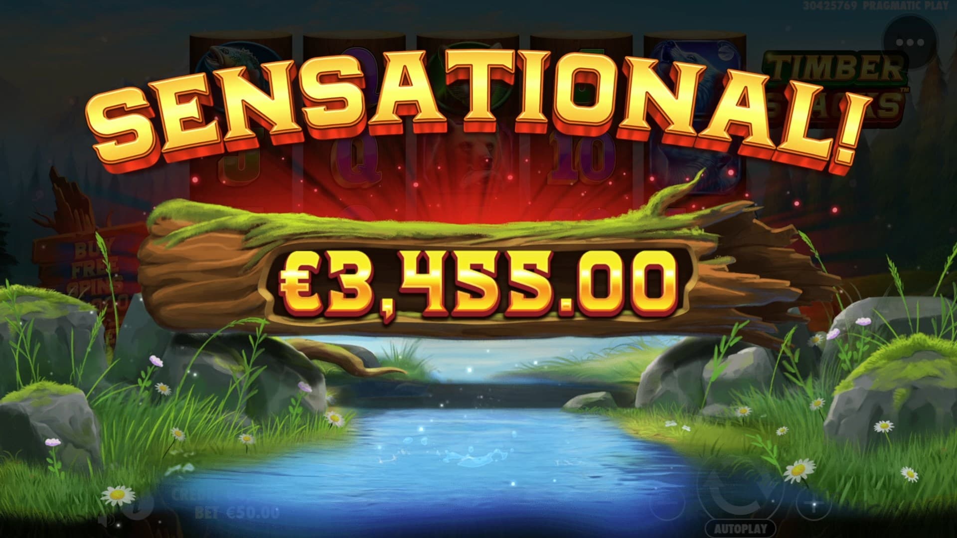 Big Win Screen - Timber Stacks slot game