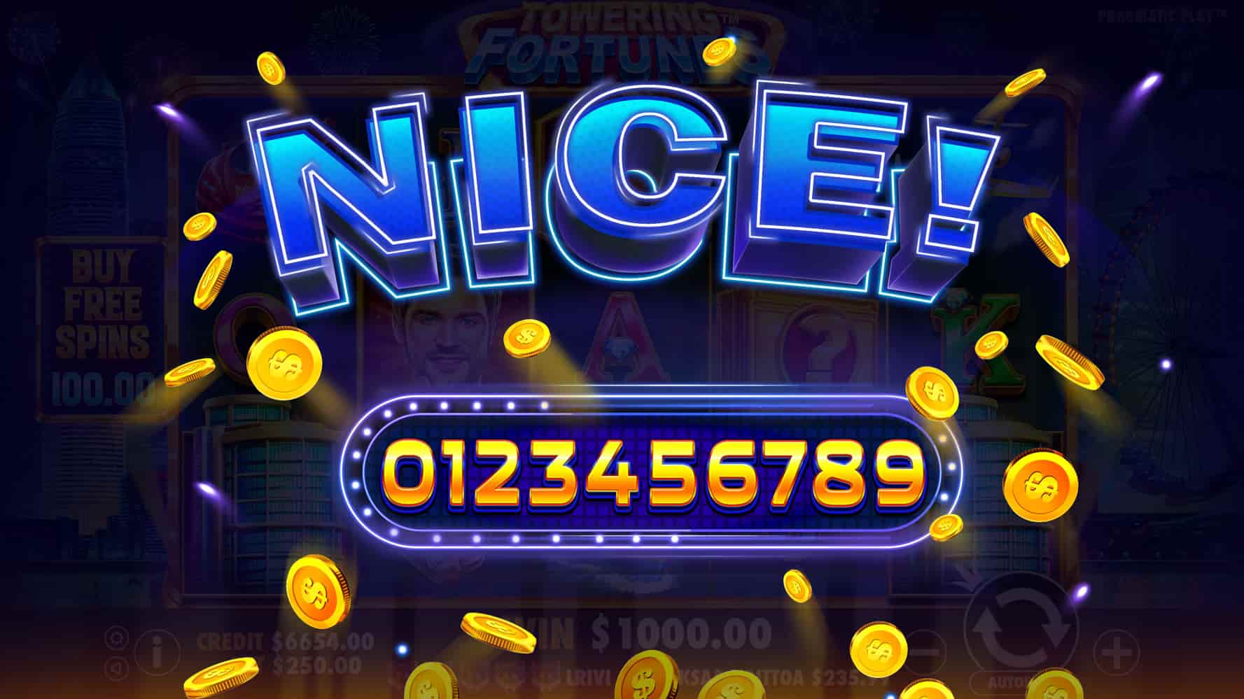 Nice Win Screen - Towering Fortunes slot game