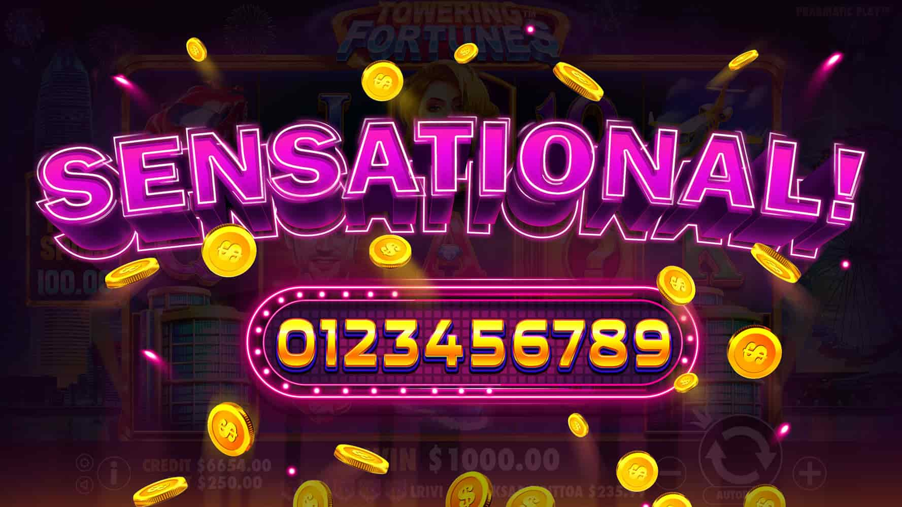 Sensational Win Screen - Towering Fortunes slot game