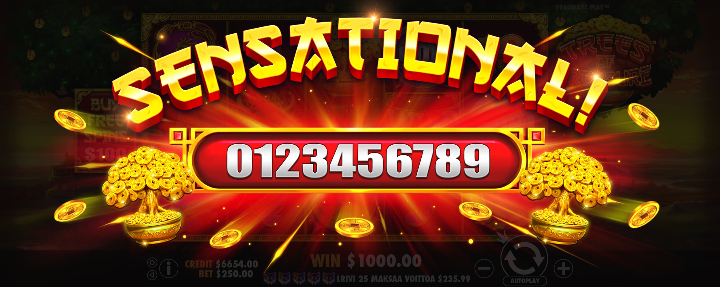 Sensational Win Screen - Trees of Treasure slot game