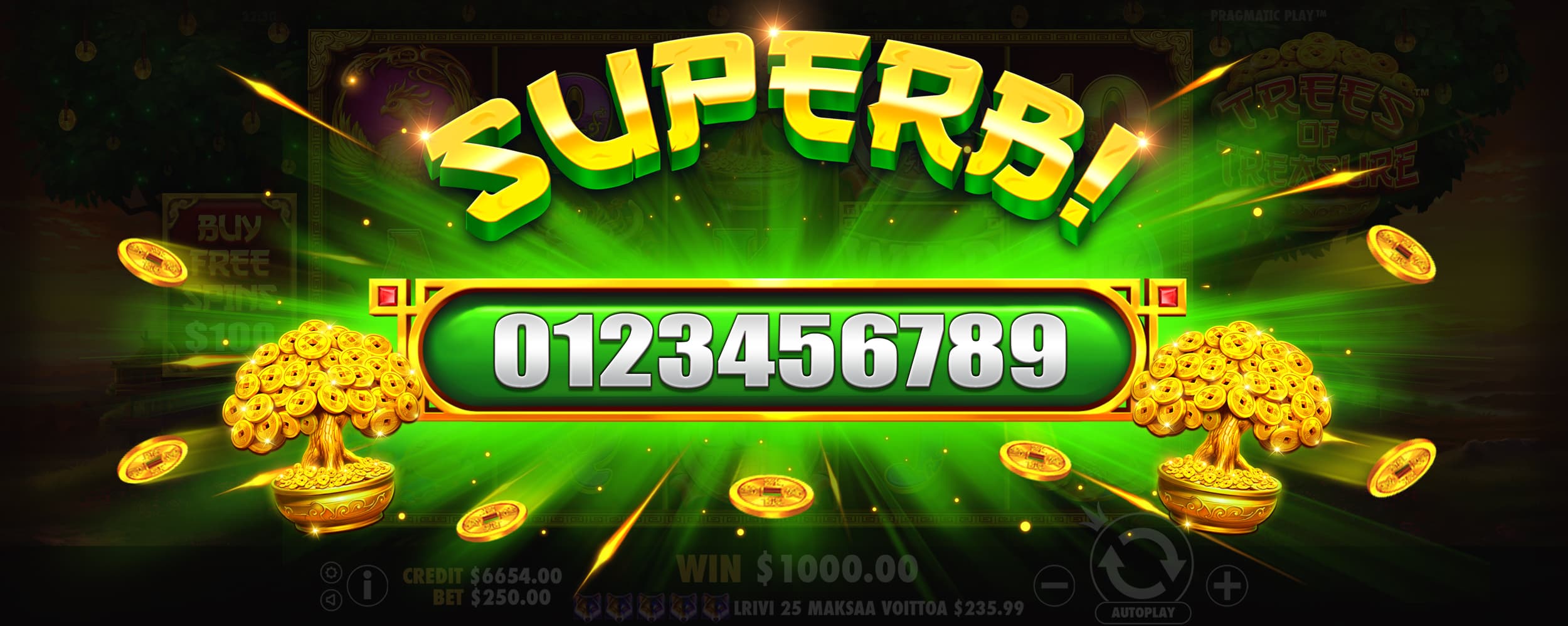 Superb Win Screen - Trees of Treasure slot game