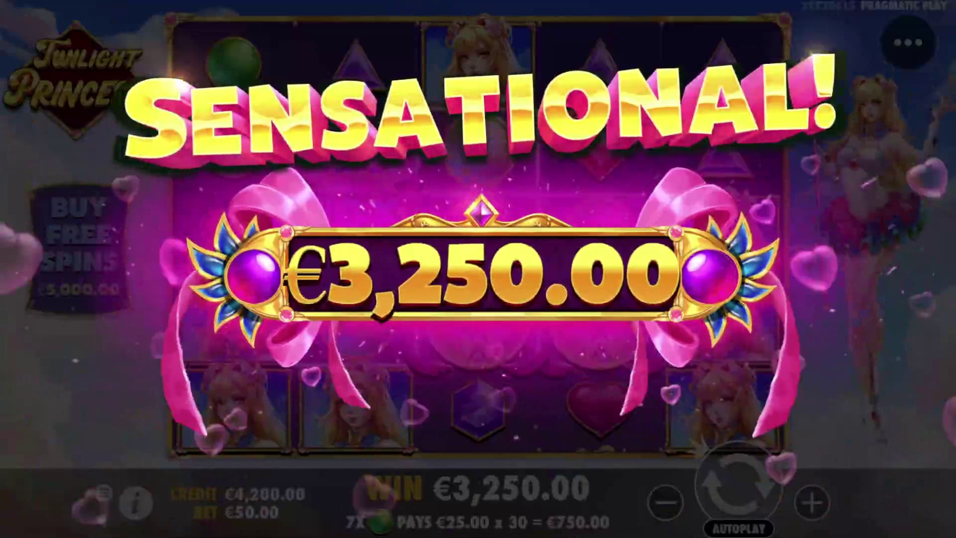 Big Win screen - Twilight Princess slot game