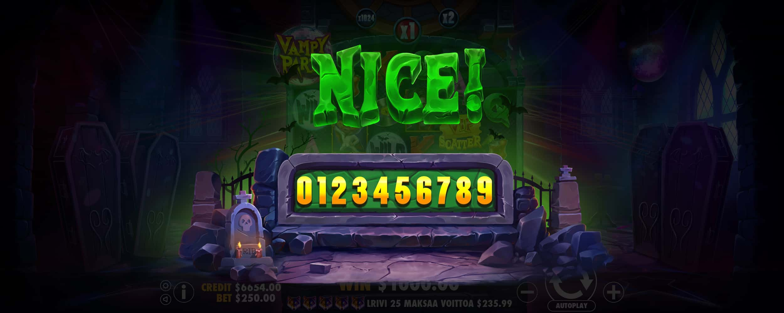 Nice Win Screen - Vampy Party slot game