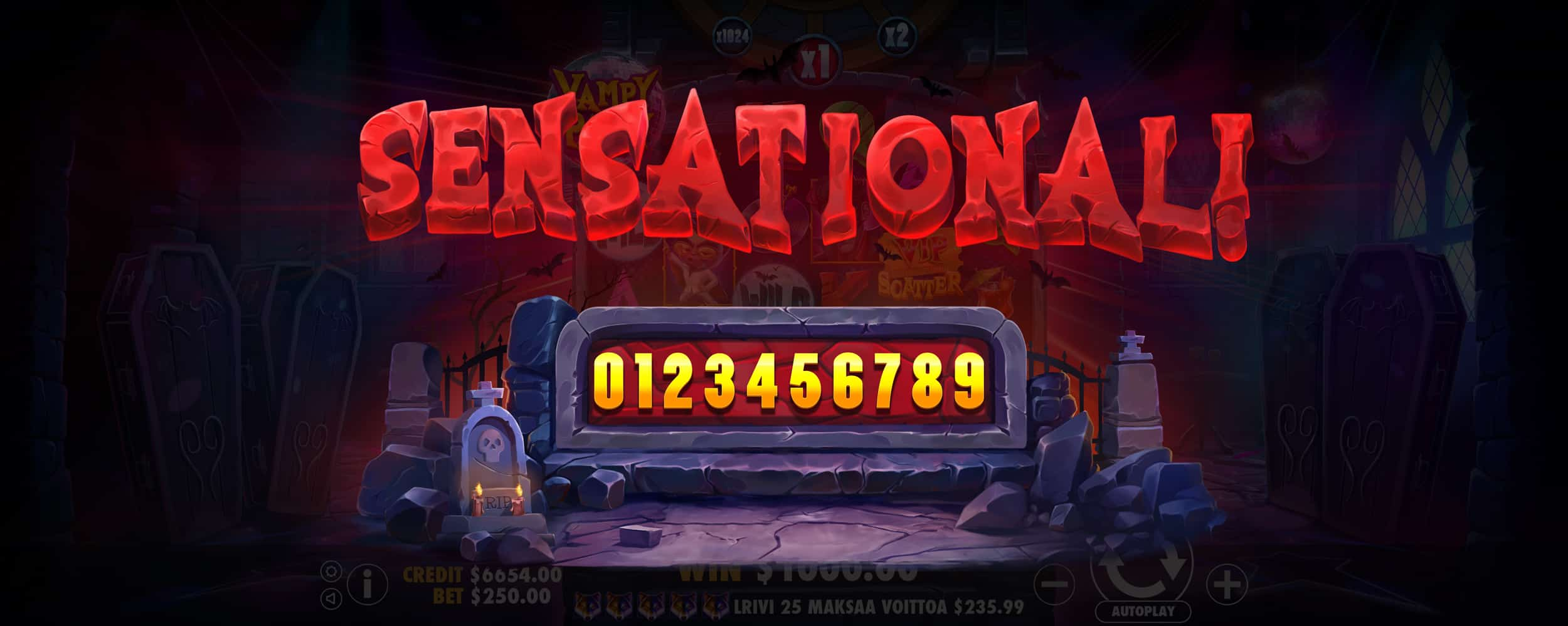 Sensational Win Screen - Vampy Party slot game