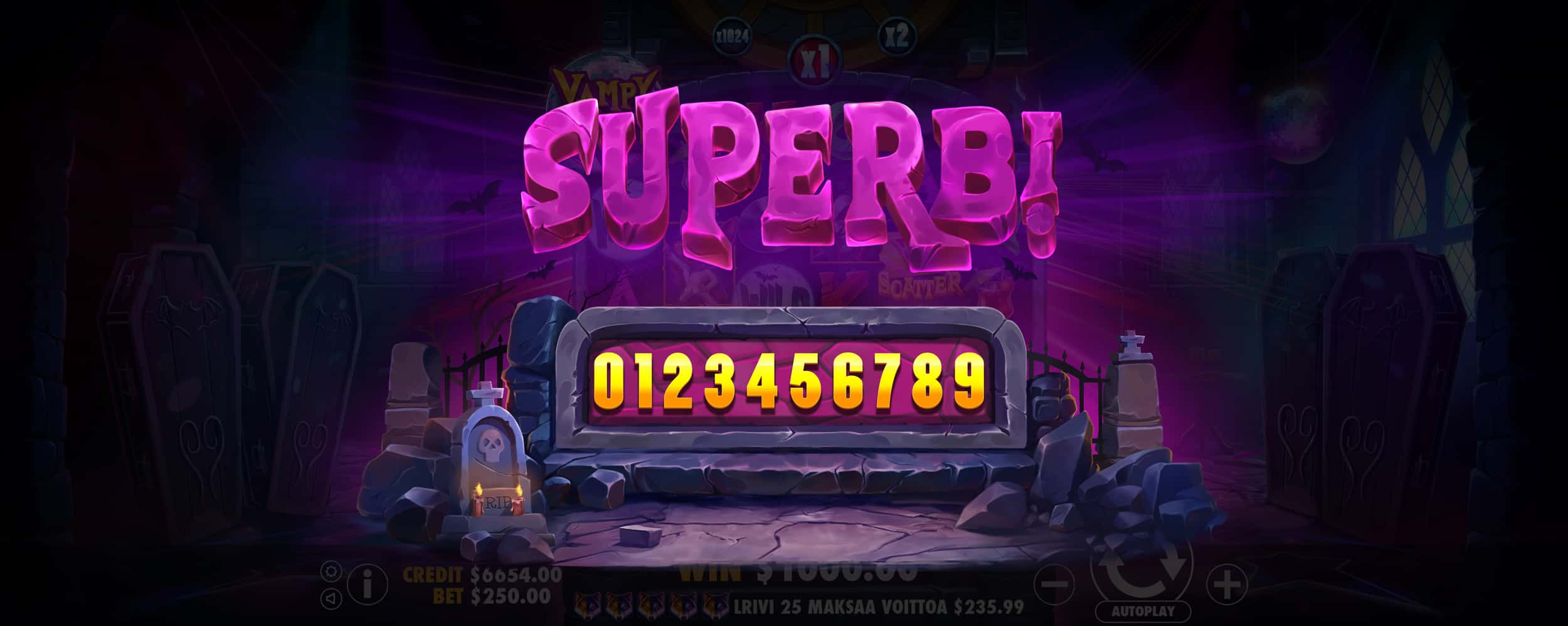 Superb Win Screen - Vampy Party slot game