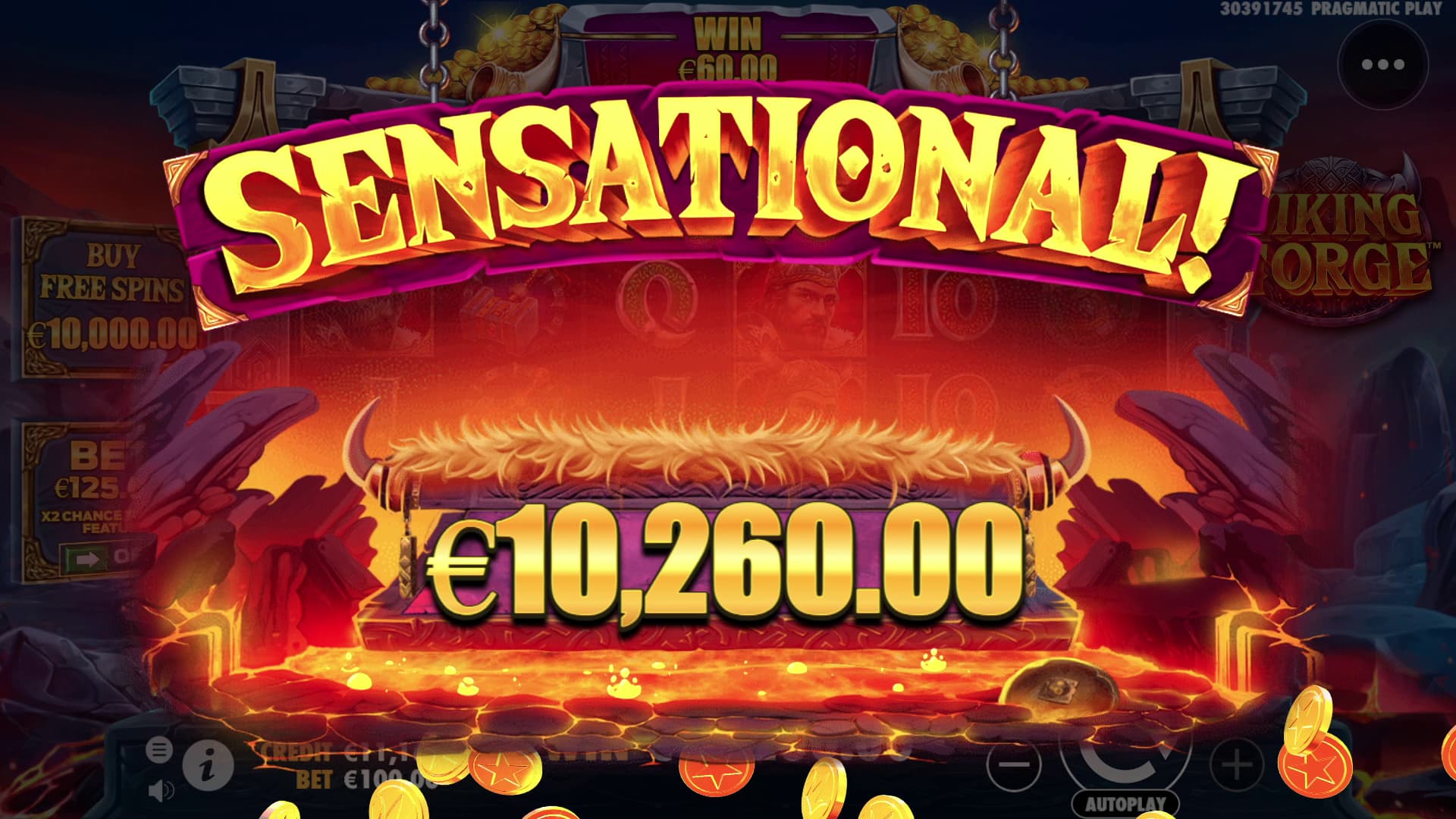 Sensational Win Screen - Viking Forge slot game