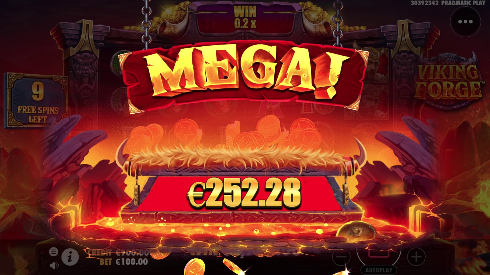 Mega Win Screen - Viking Forge slot game