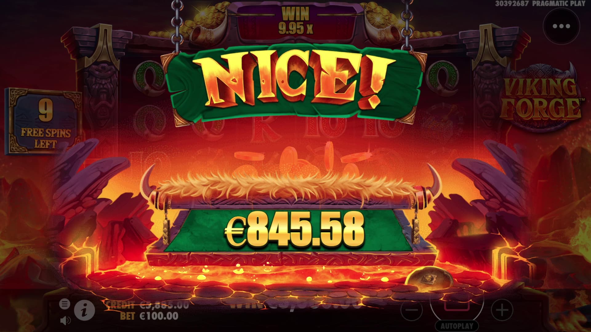 Nice Win Screen - Viking Forge slot game