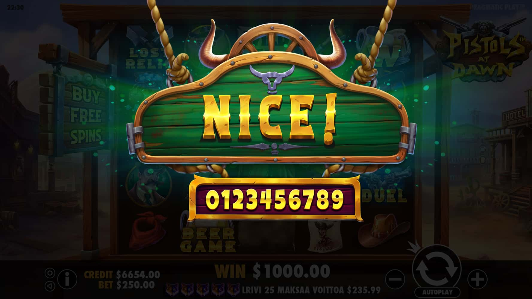 Nice Win Screen - Wild West Duels slot game