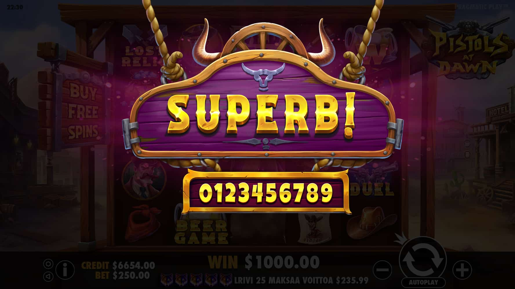 Superb Win Screen - Wild West Duels slot game