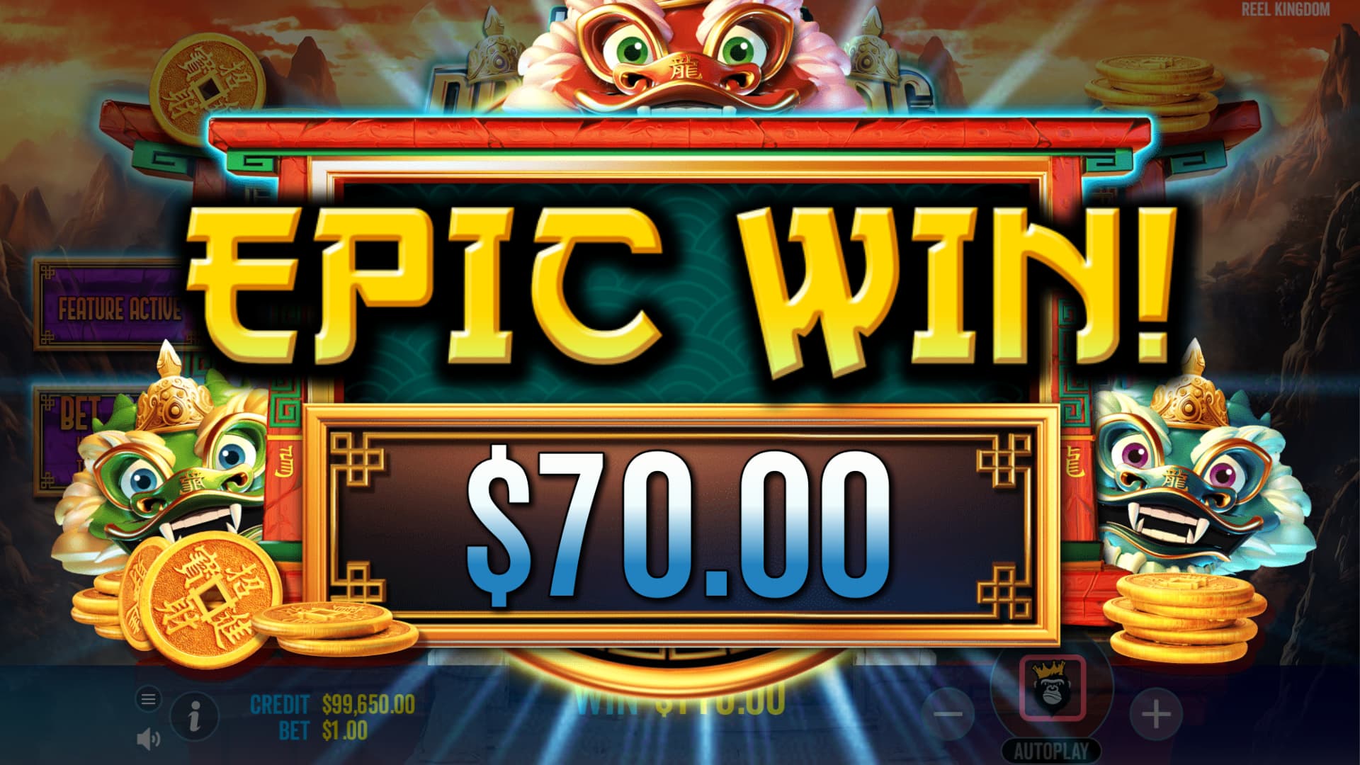 Epic Win Screen - Year of the Dragon King slot game