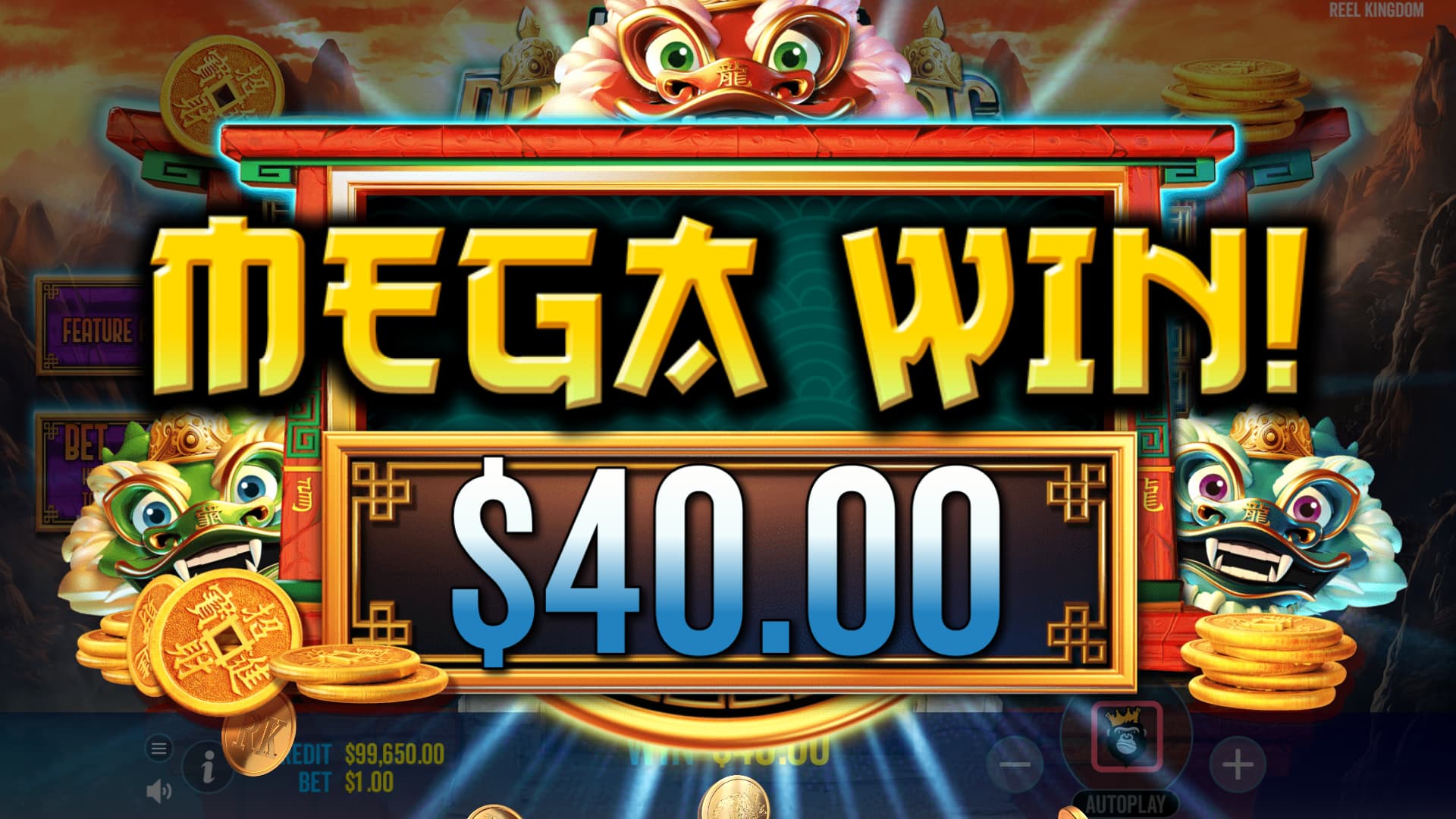 Mega Win Screen - Year of the Dragon King slot game