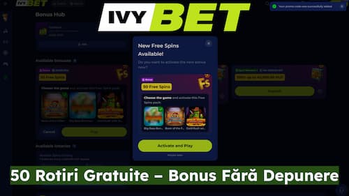 Ivybet Casino bonus fără depunere 50 rotiri gratuite la sloturile Pragmatic Play