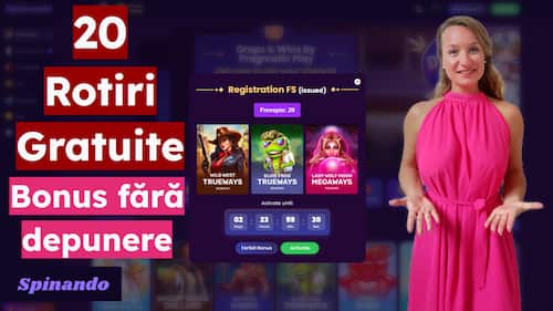 Spinando Casino 20 rotiri gratuite fără depunere bonus la sloturile BGaming