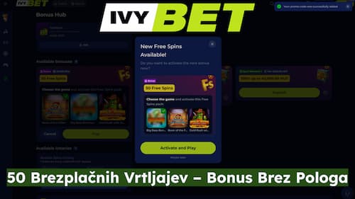 Ivybet Casino bonus brez pologa 50 brezplačnih vrtljajev na igralnih avtomatih Pragmatic Play