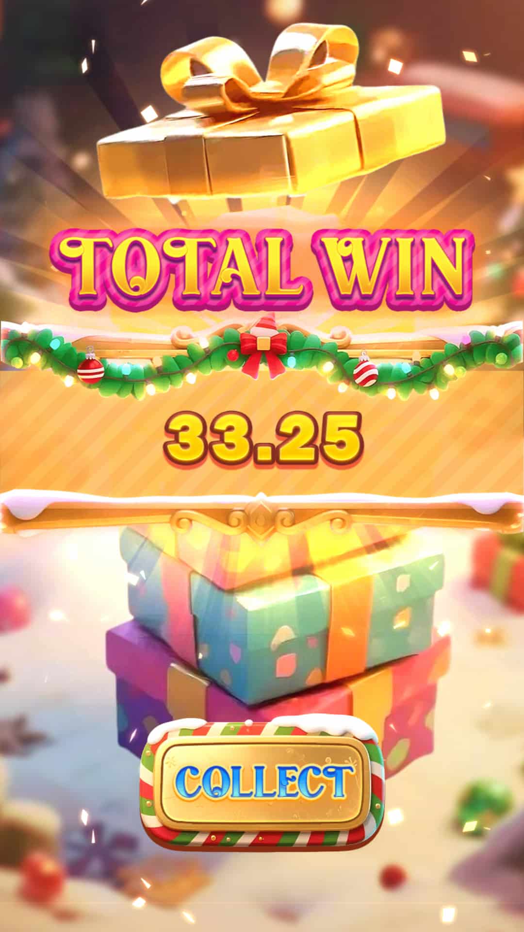 Bonus Game End Screen - Christmas Tree of Wonders slot game