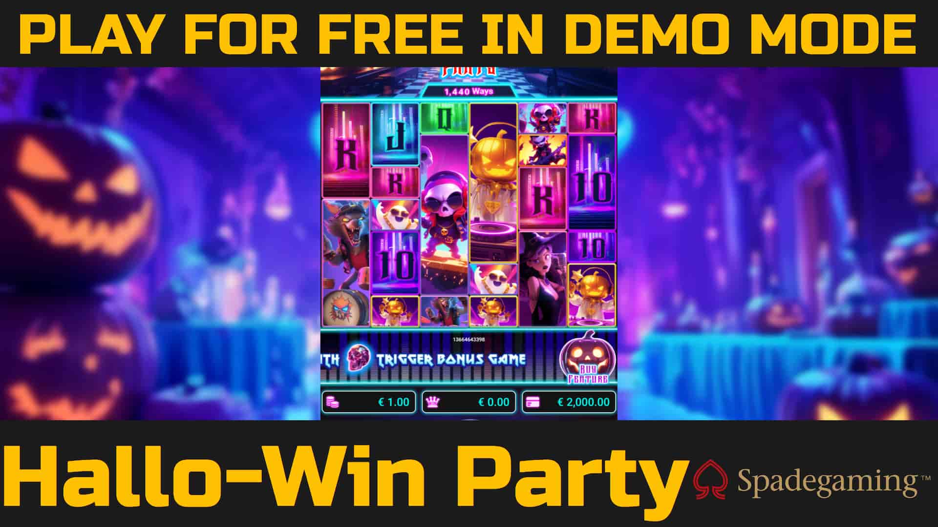 Hallo-Win Party slot game by Spadegaming. Play for free in demo mode.
