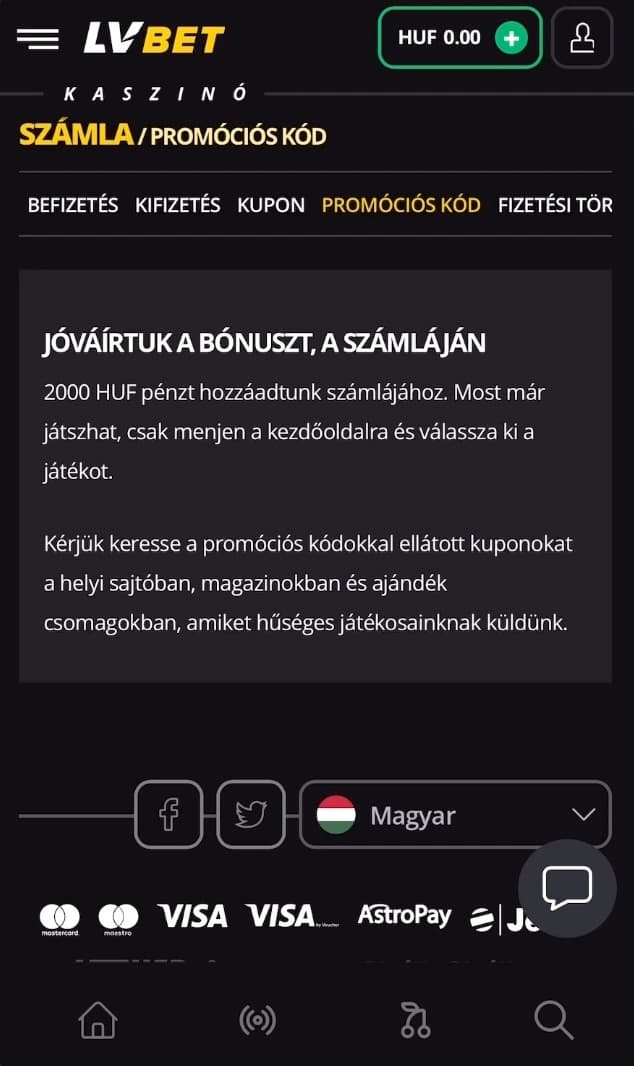 €5 bonus bez depozita primljen u LVBET kazinu