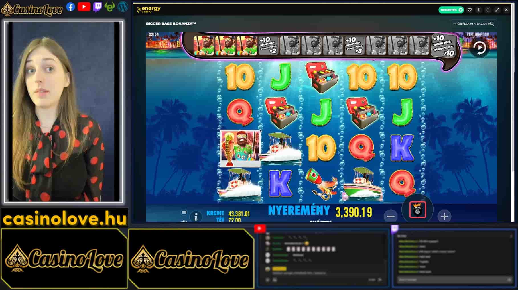 Större Bass Bonanza - stor vinst på spelautomat på Energy Casino