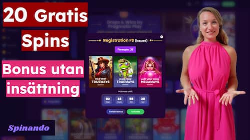 Spinando Casino 20 free spins utan insättning bonus på BGaming slots