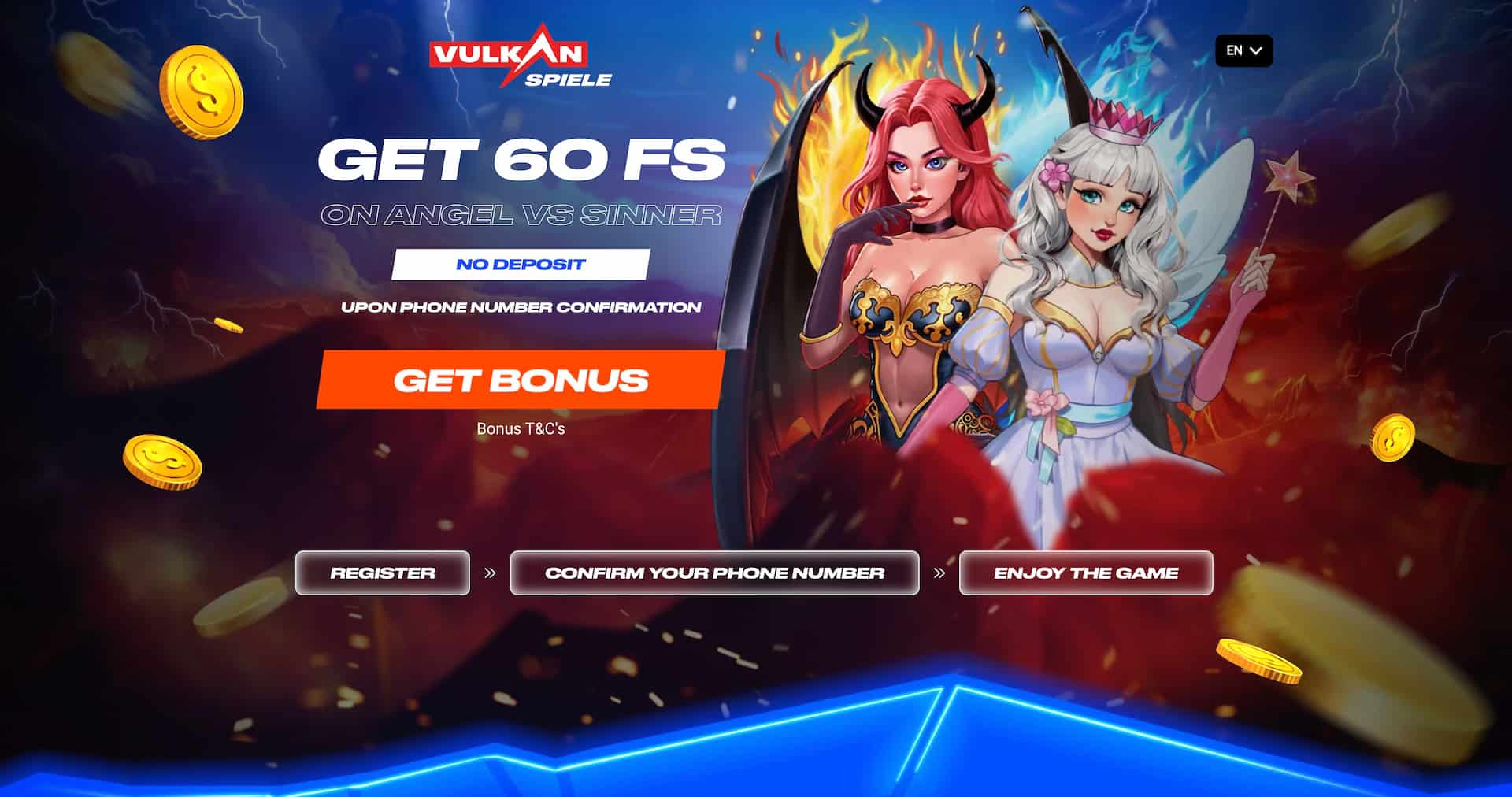 Vulkan Spiele Casino 60 Free Spins no deposit bonus