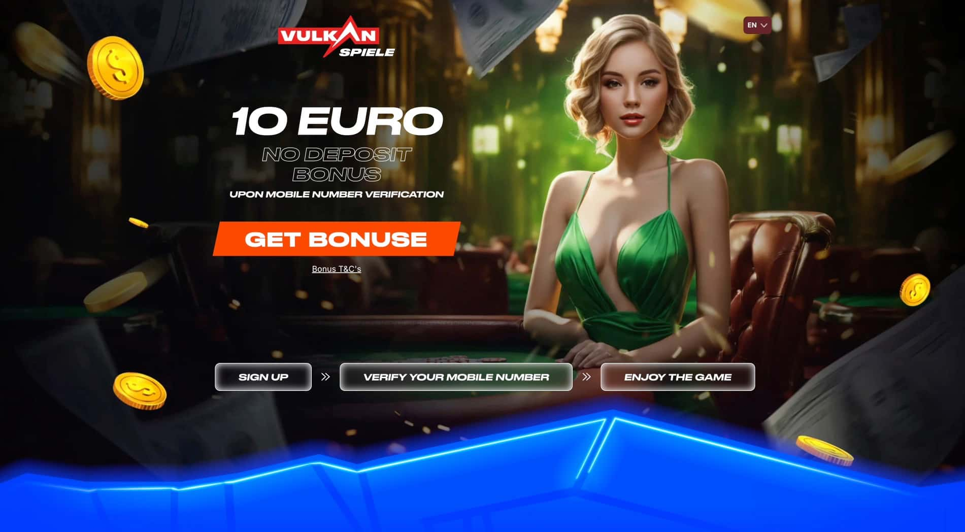 No deposit offer page at Vulkan Spiele Casino